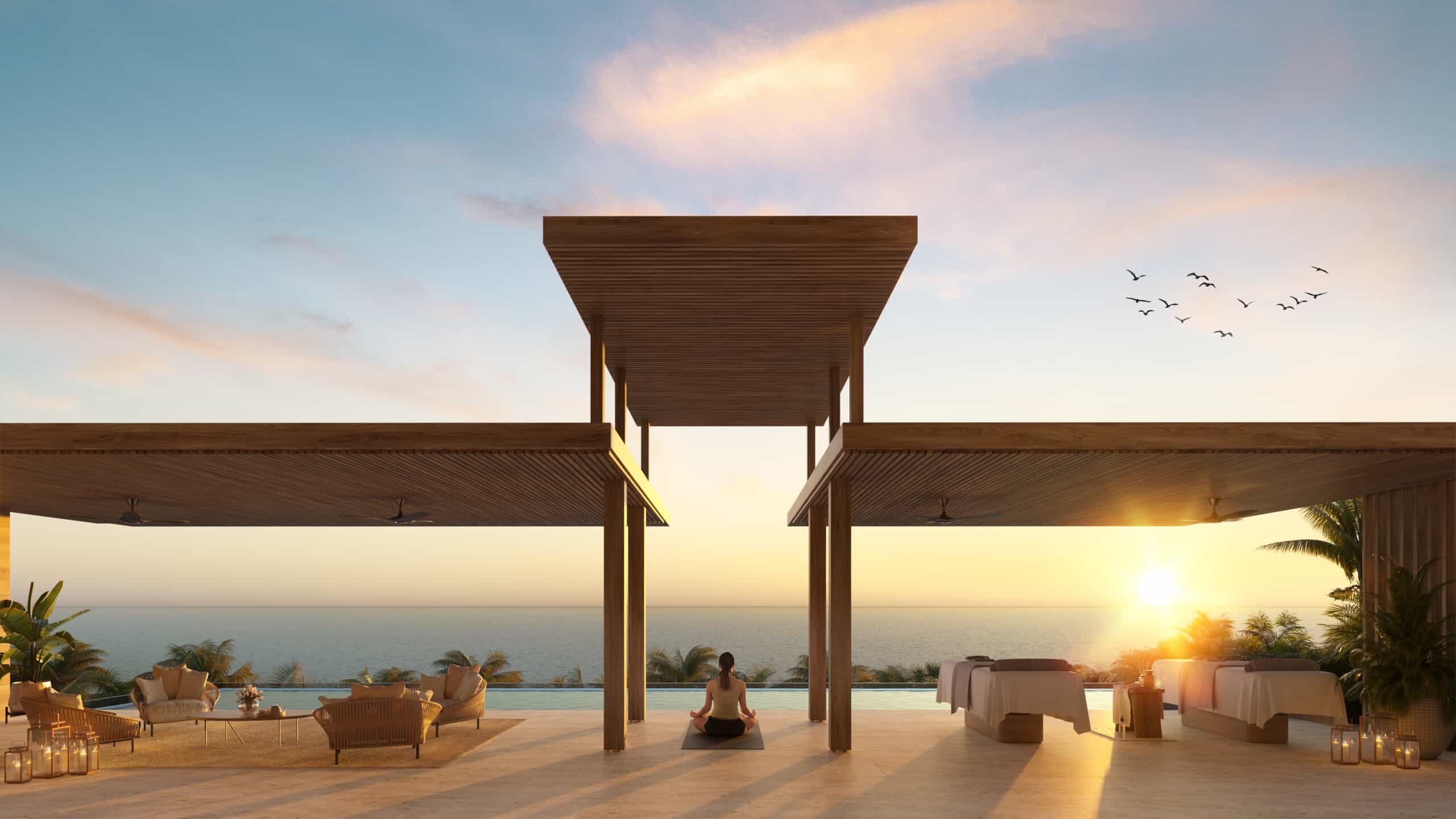 Yoga and meditation terrace at Mandarin Oriental Residences, Grand Cayman.